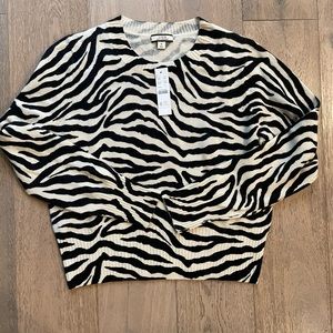J Crew zebra striped cashmere sweater NWT